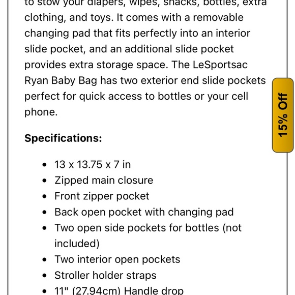 Lesportsac Ryan diaper bag - Picture 7 of 7
